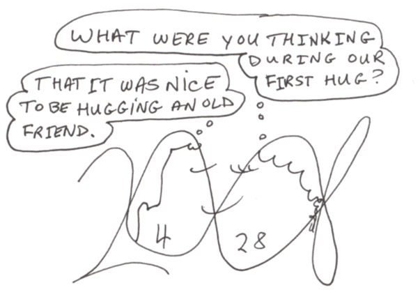Hugging an Old Friend I Just Met, Cartoon Copyright 2008 by Bobby Matherne