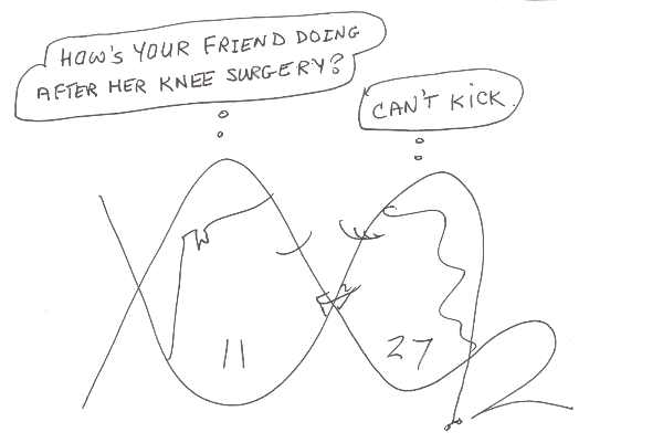 Knee Surgery, Can't Kick, Cartoon Copyright 2012 by Bobby Matherne