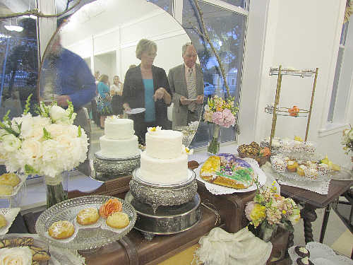 Wedding Cake and Groom 39s King Cake Del and Tommy Lorio in mirror Photo by