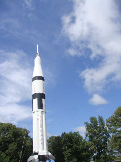 Huntsville Roadside Park with local-built rocket as a sculpture on display, Photo by and Copyright by Bobby Matherne