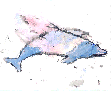Dolphin -- Watercolor by Grandson Chris Bayhi [at 8 yrs old]
