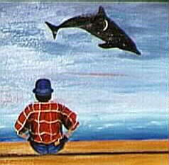 Old Man Watching Dolphin: Acrylic by MGM Bayhi